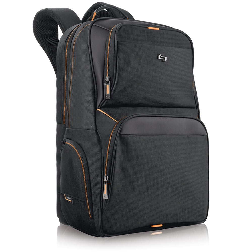 Solo New York Everyday Backpack with 17.3in Laptop Compartment, Black/Orange