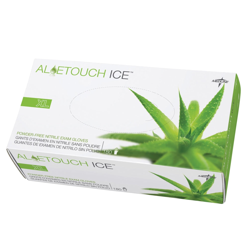 Medline AloeTouch Ice Nitrile Gloves, X-Large, Clear, Box Of 180