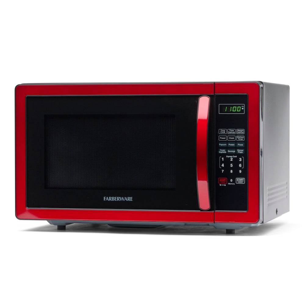 Farberware Classic 1.1 Cu Ft Countertop Microwave, Metallic Red