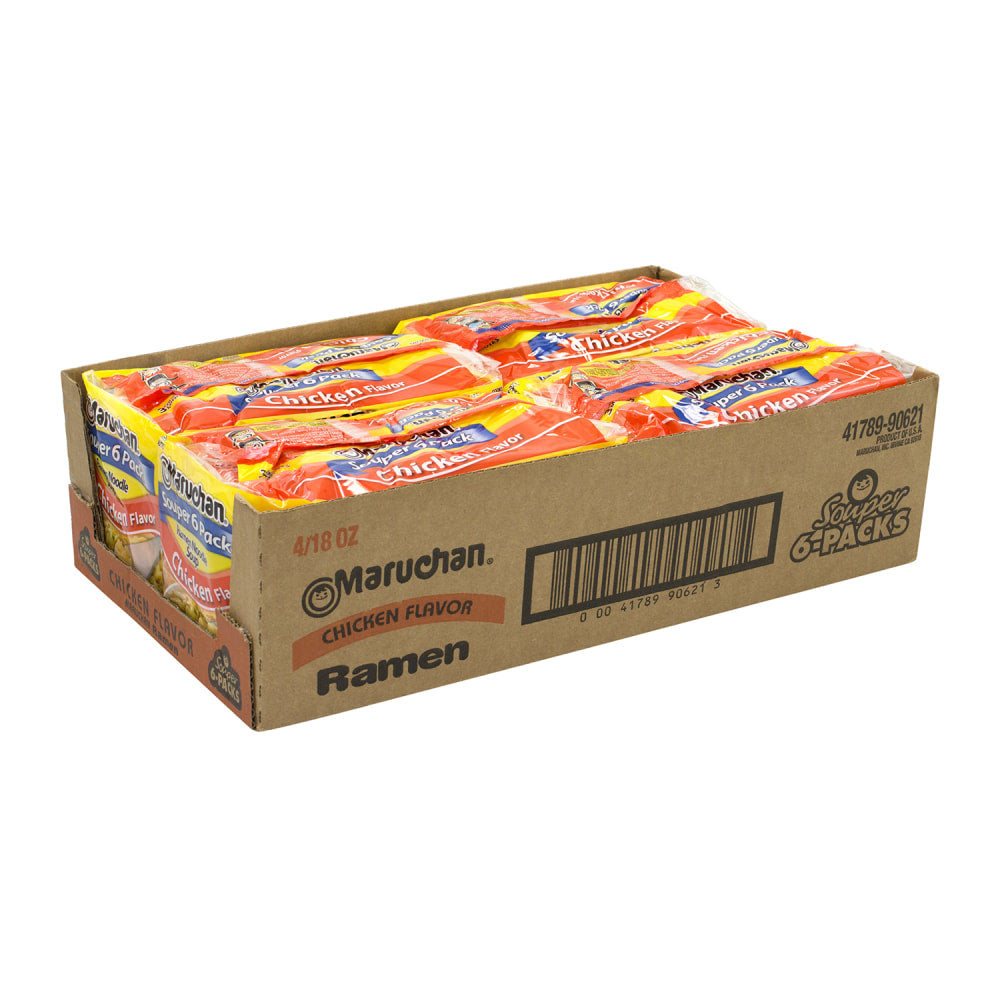 Maruchan Chicken Flavor Ramen Noodle Soup, 6 Bags Per Pack, Case Of 4 Packs