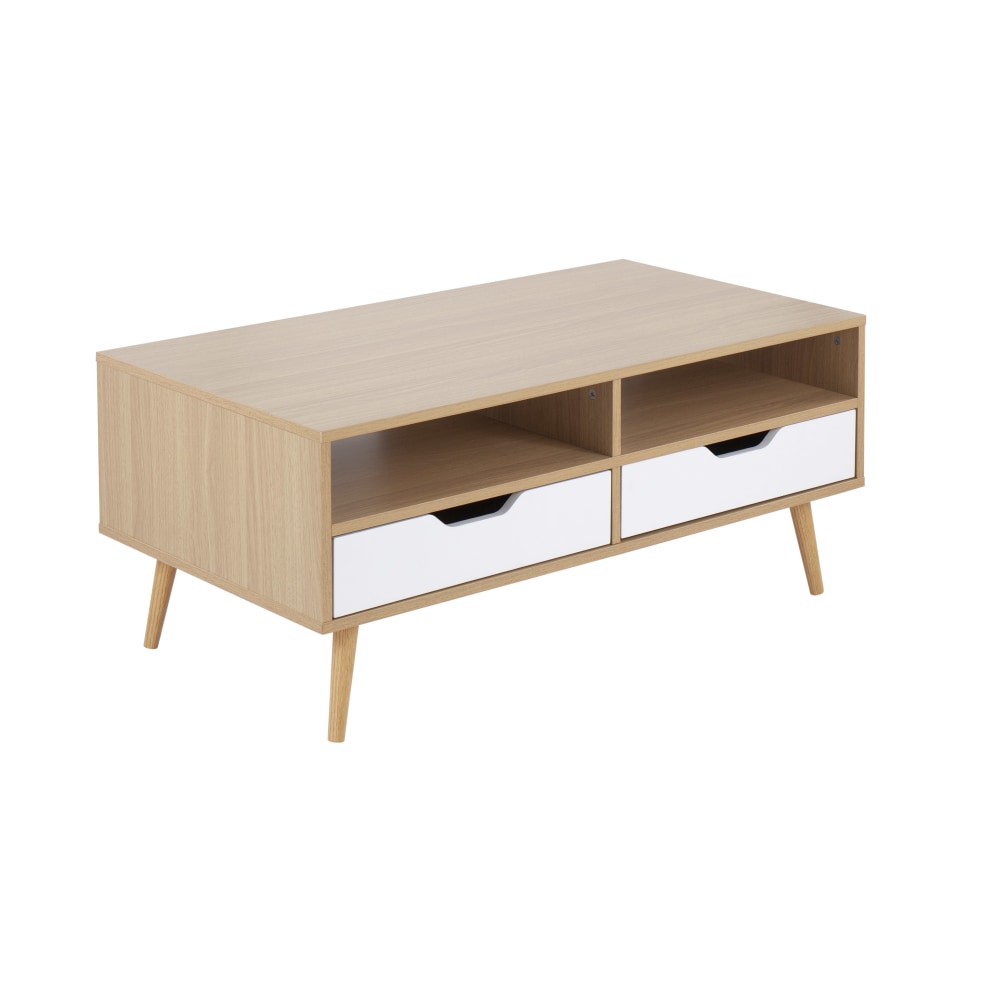 LumiSource Astro Contemporary Sideboard Coffee Table, 29-3/4inH x 55-1/4inW x 15-3/4inD, Natural/White