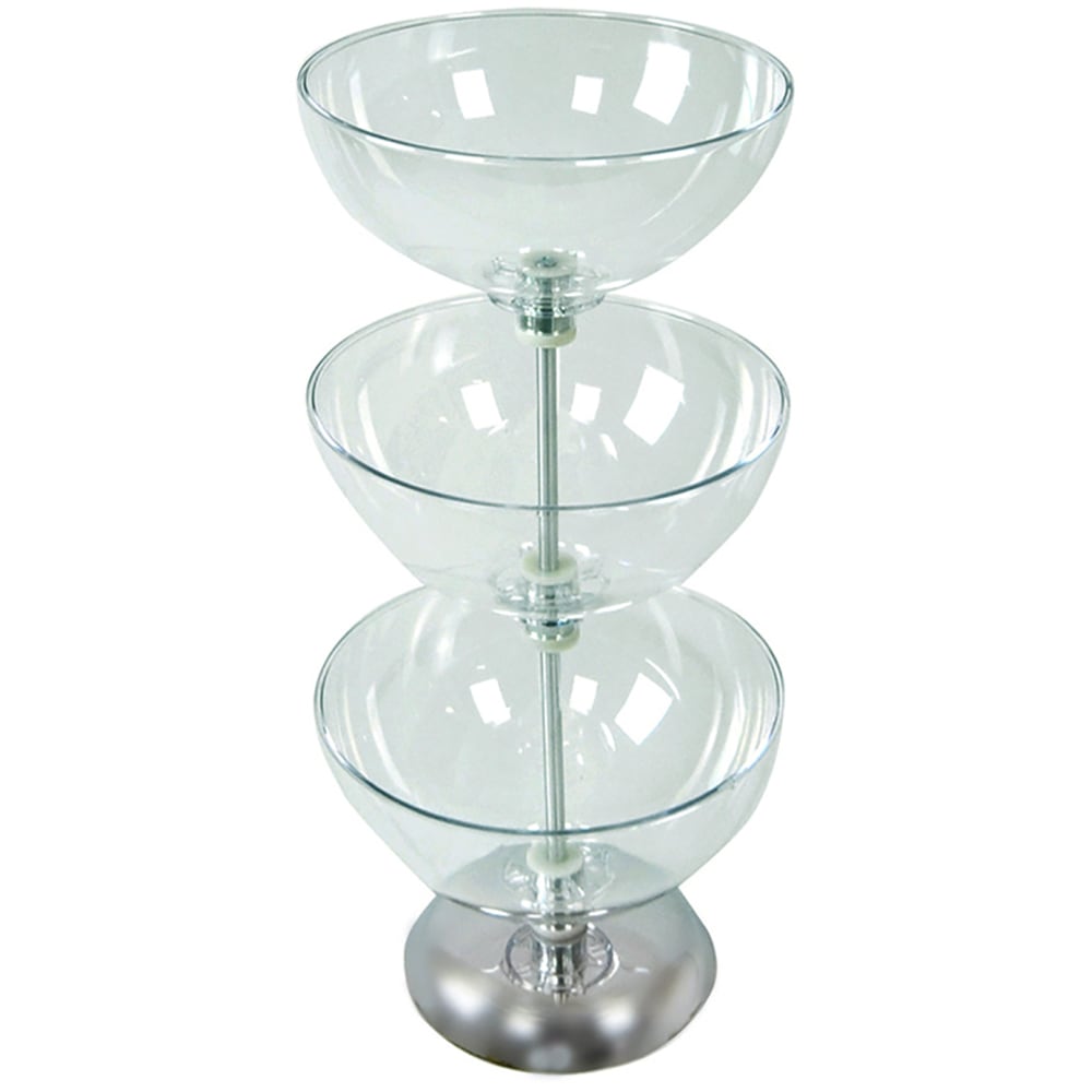 Azar Displays 3-Tier Bowl Display, 26-1/2inH x 12inW x 12inD, Clear