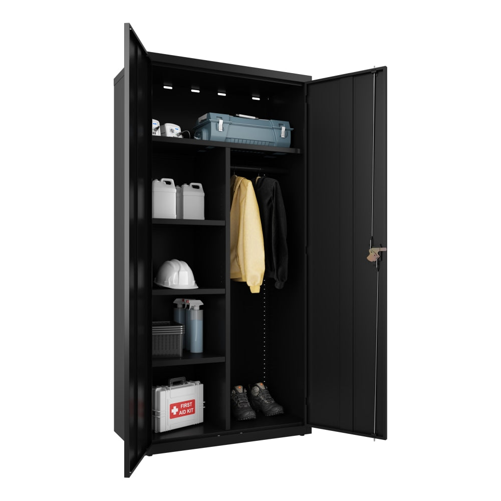 Lorell Fortress Series Steel Wardrobe Cabinet, Black