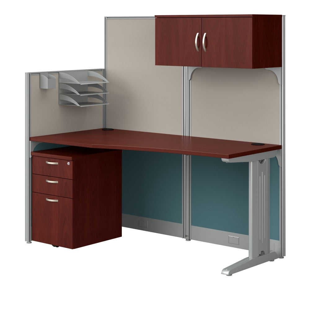 Bush Business Furniture Office In An Hour Straight Workstation with Storage & Accessory Kit,Hansen Cherry Finish, Standard Delivery