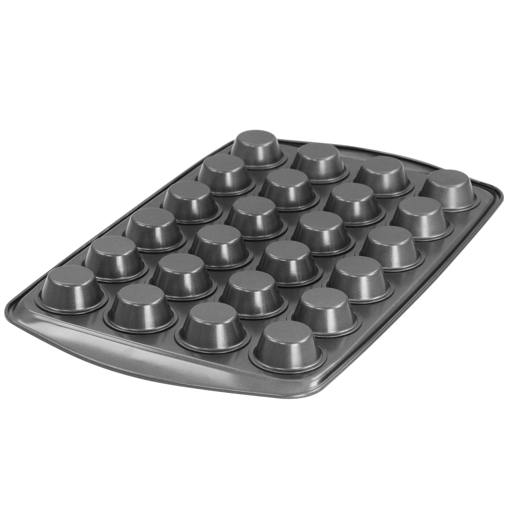 Gibson Bakers Friend 24-Cup Non-Stick Steel Mini Muffin Pan, 1inH x 10-1/2inW x 17-1/4inD, Gray