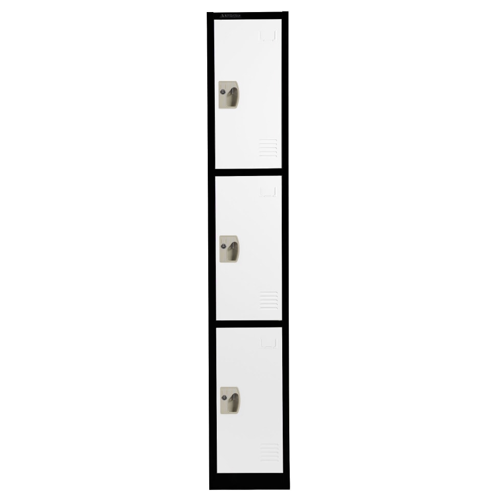 Alpine Large 3-Tier Steel Locker, 72inH x 12inW x 12inD, Black/White