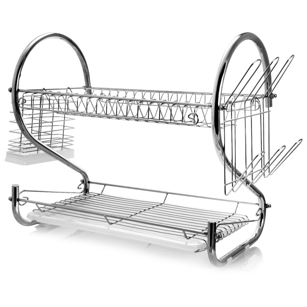 MegaChef 22in 2-Shelf Dish Rack, Silver