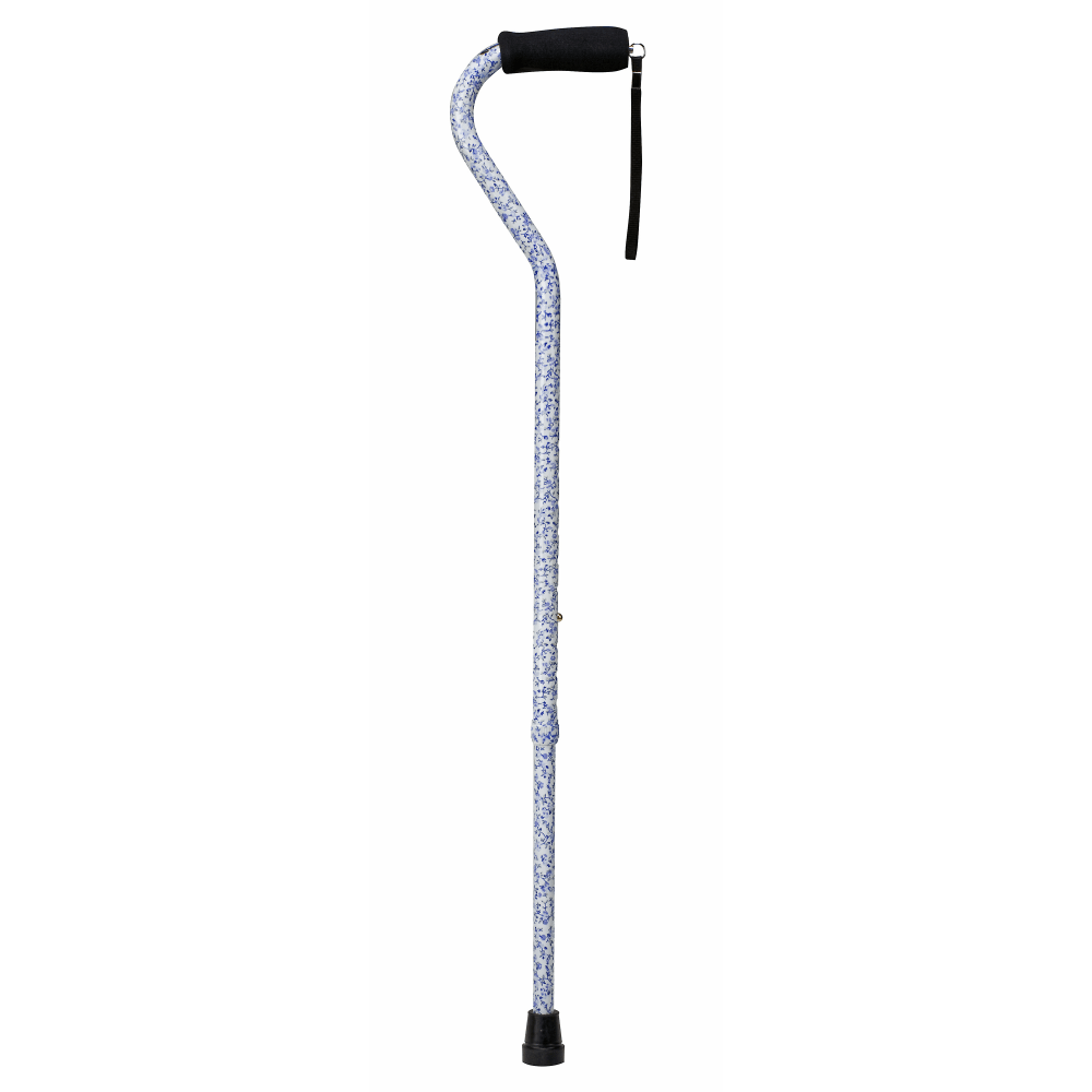 DMI Designer Adjustable Offset-Handle Aluminum Cane, 39in, Tiny Flowers