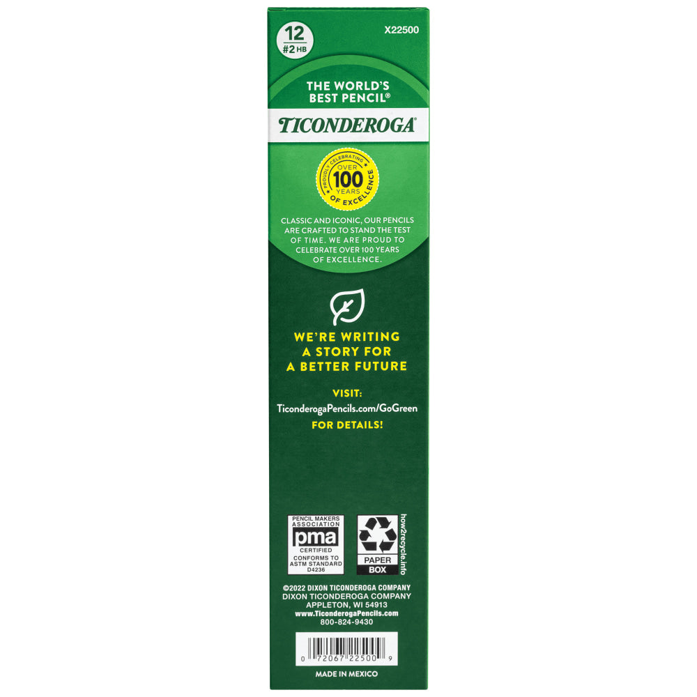 Ticonderoga Tri-Conderoga Triangular Pencils, #2 Lead, Medium Soft, Pack of 12