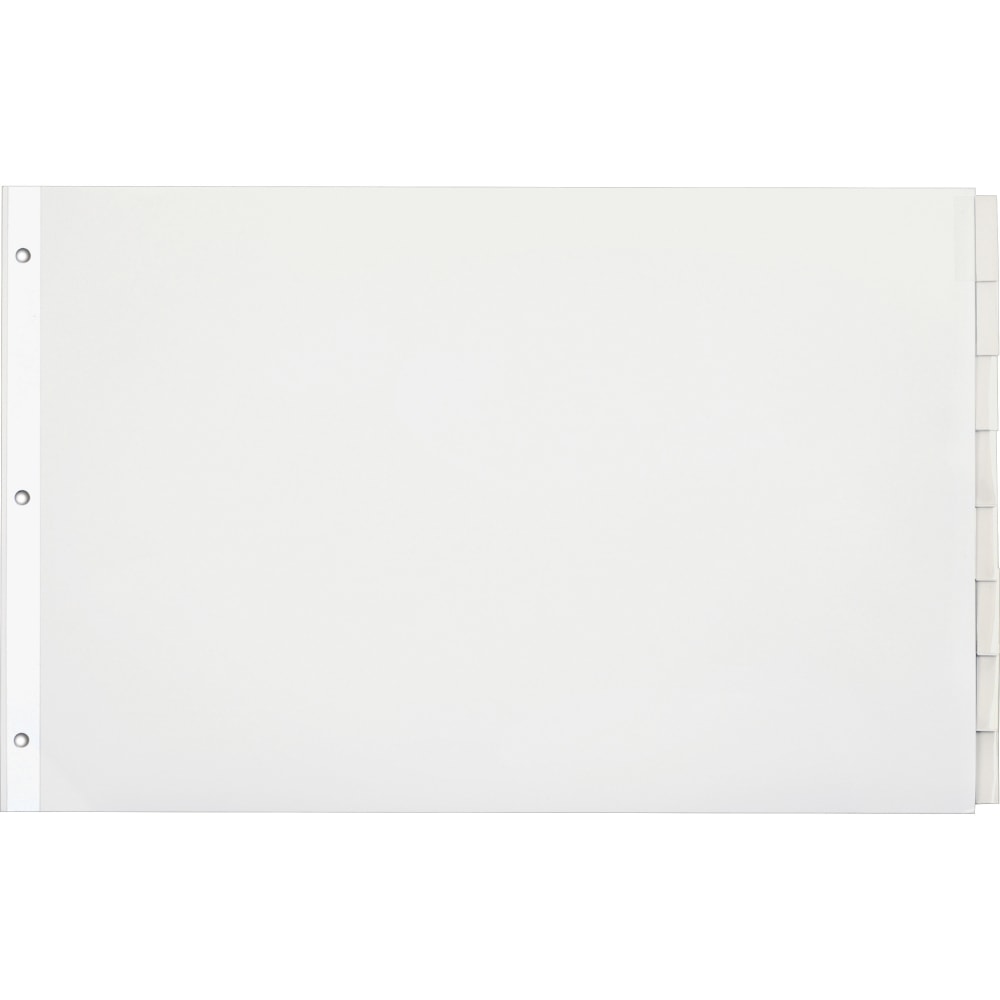 Cardinal Insertable Index Dividers - 8 x Divider(s) - Blank Tab(s) - 8 Tab(s)/Set - 17.5in Divider Width x 11.50in Divider Length - Tabloid - 11in Width x 17in Length - White Paper Divider - Clear Tab(s) - 8 / Set