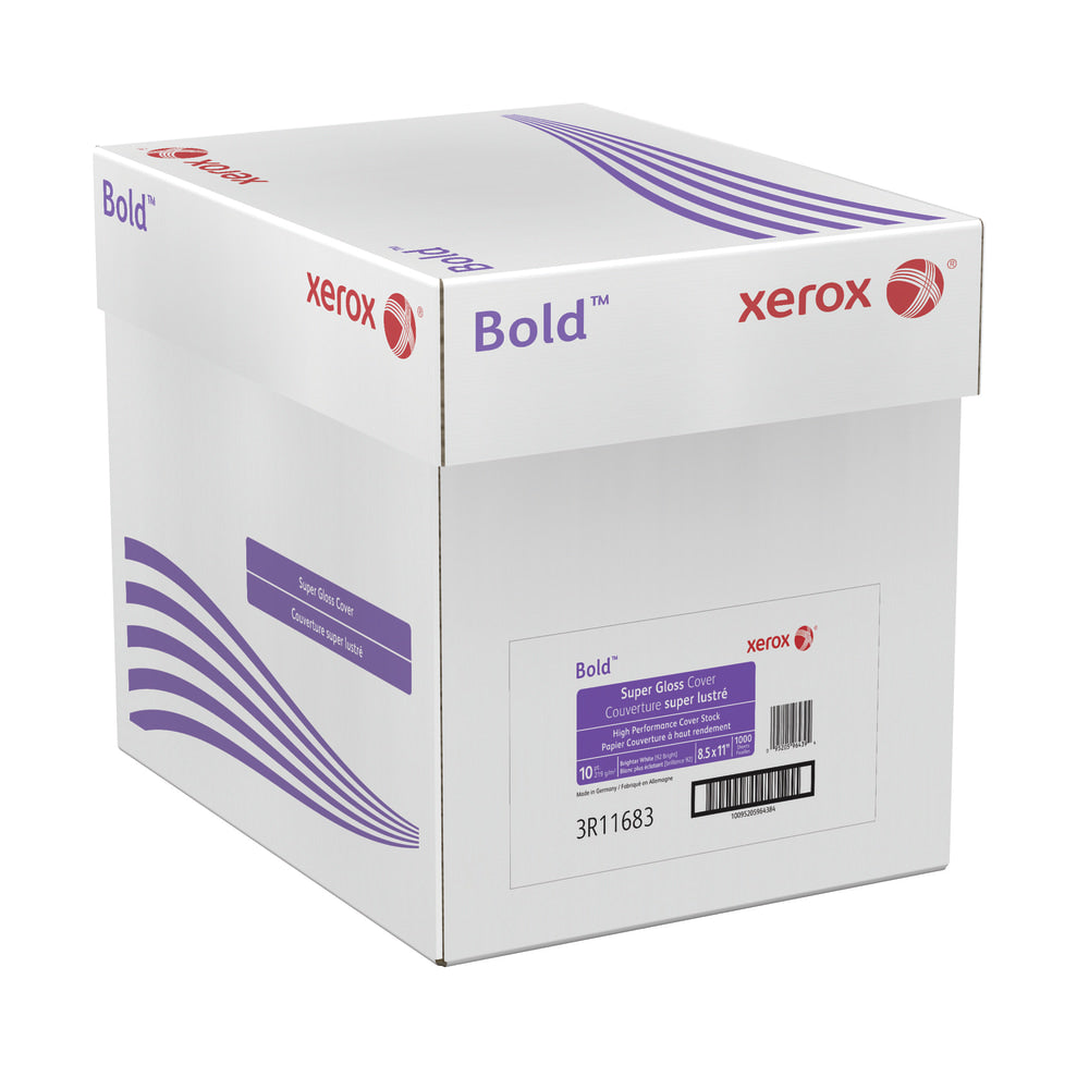 Xerox Bold Digital Super Gloss Cover Copier Paper, Letter Size (8 1/2in x 11in), Pack Of 250 Sheets, 92 (U.S.) Brightness, FSC Certified, White, Case Of 4 Reams