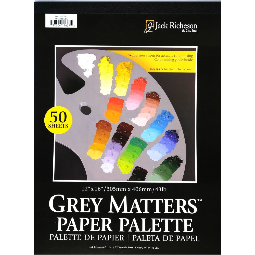 Jack Richeson Gray Matters Paper Palette Pad, 12in x 16in, 50 Sheets