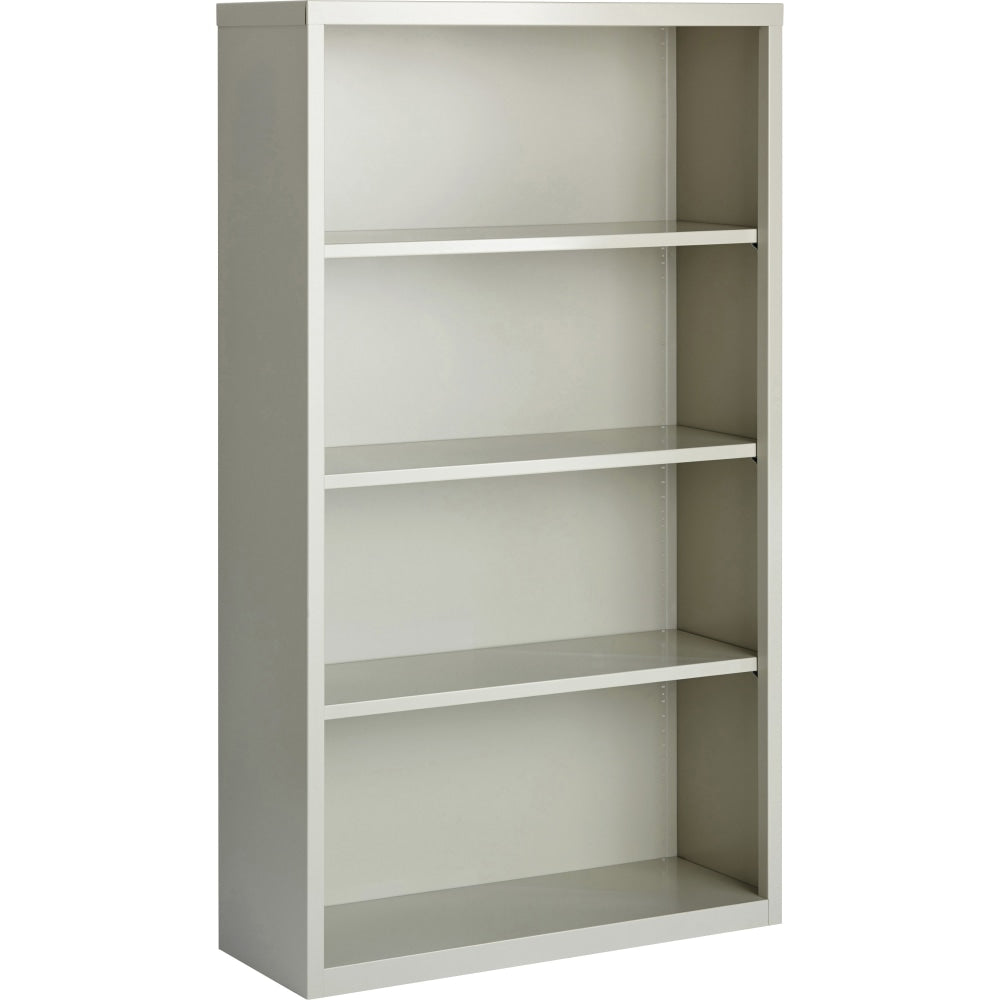 Lorell Fortress Series Steel Modular Shelving Bookcase, 4-Shelf, 60inH x 34-1/2inW x 13inD, Light Gray