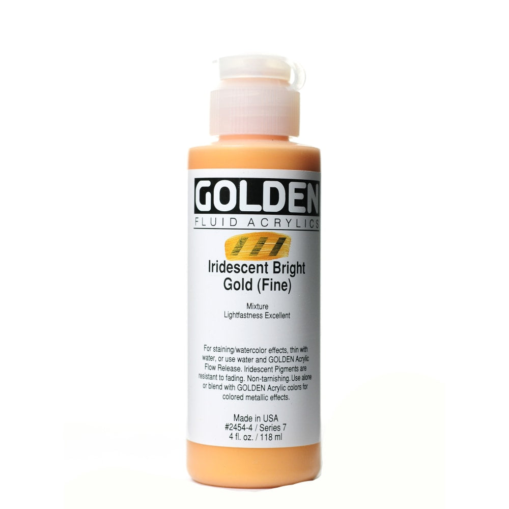 Golden Fluid Acrylic Paint, 4 Oz, Iridescent Bright Gold Fine