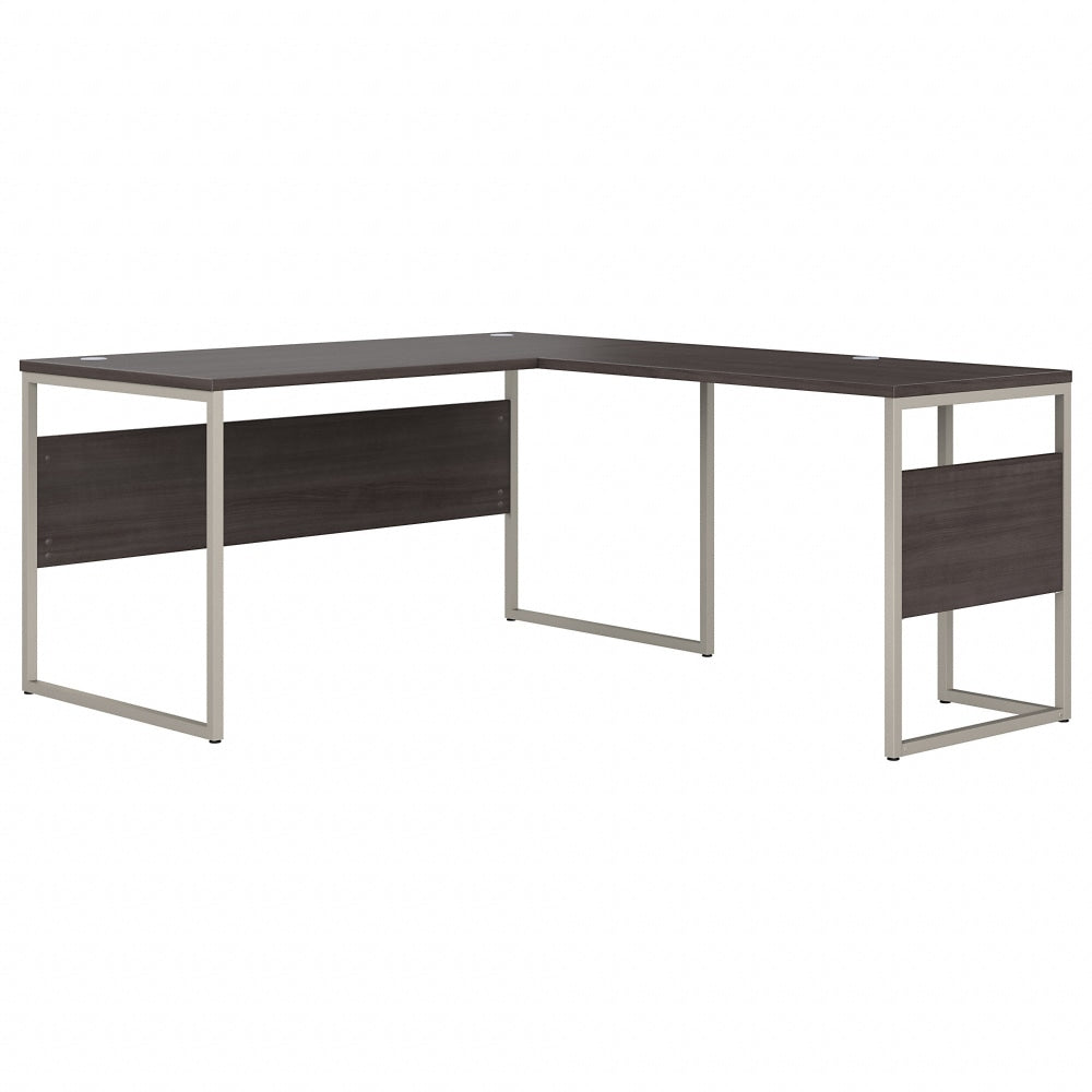 Bush Business Furniture Hybrid 60inW L-Shaped Corner Desk Table With Metal Legs, Storm Gray, Standard Delivery