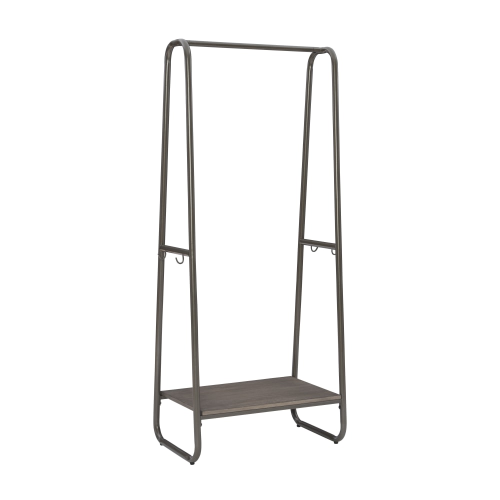 Linon Blaisdell Tall Clothing Rack, 60inH x 27-1/4inW x 15-3/4inD, Pewter