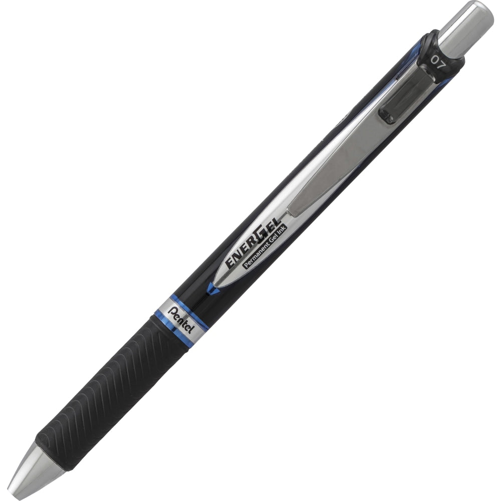 Pentel EnerGel 0.7 mm Retractable Gel Roller Pen, Medium Point, 0.7 mm, Black Barrel, Blue Ink