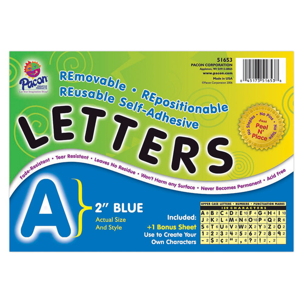 Pacon Self-Adhesive Letters, 2in, Blue, Pack Of 159