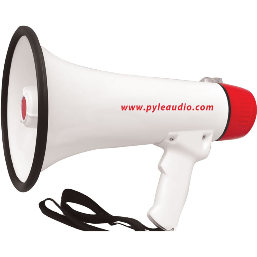 PyleHome 40W Professional Megaphone/Bullhorn, 9-1/2inH x 8-1/4inW x 13-1/4inD, White/Red