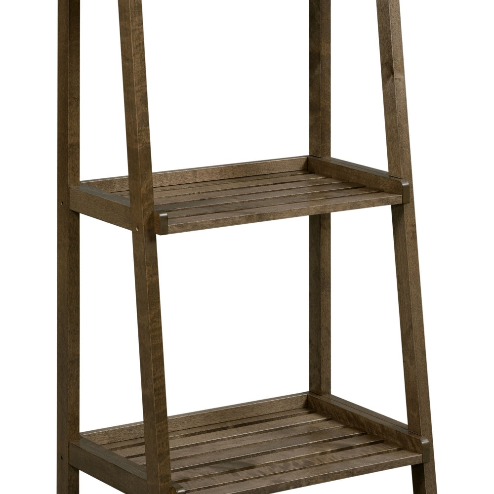 New Ridge Home Goods Dunnsville 42inH 3-Shelf Leaning Ladder Bookcase, Antique Chestnut