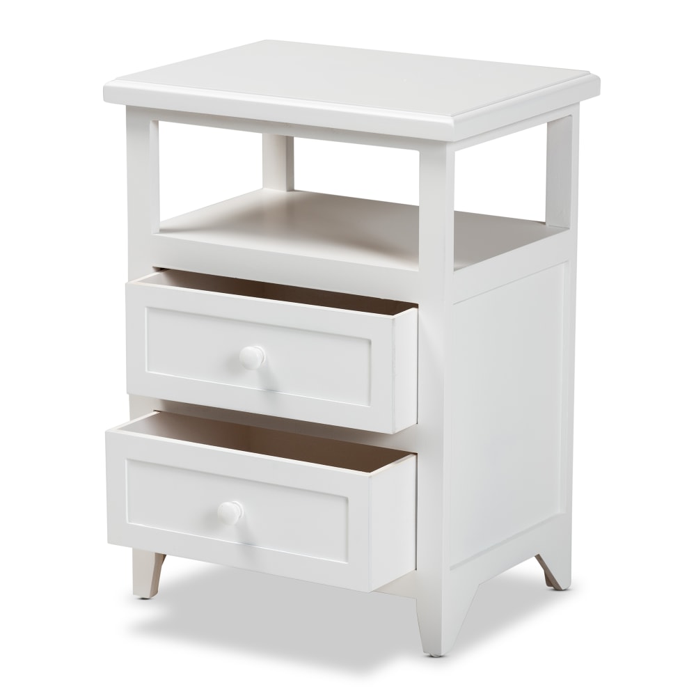 Baxton Studio Karsen 2-Drawer Nightstand, 21-5/16inH x 15-3/4inW x 11-13/16inD, White