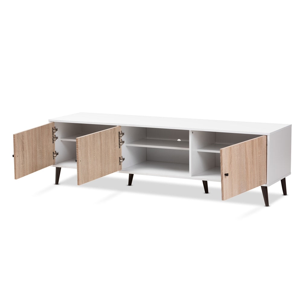 Baxton Studio Hill TV Stand, White/Oak Brown