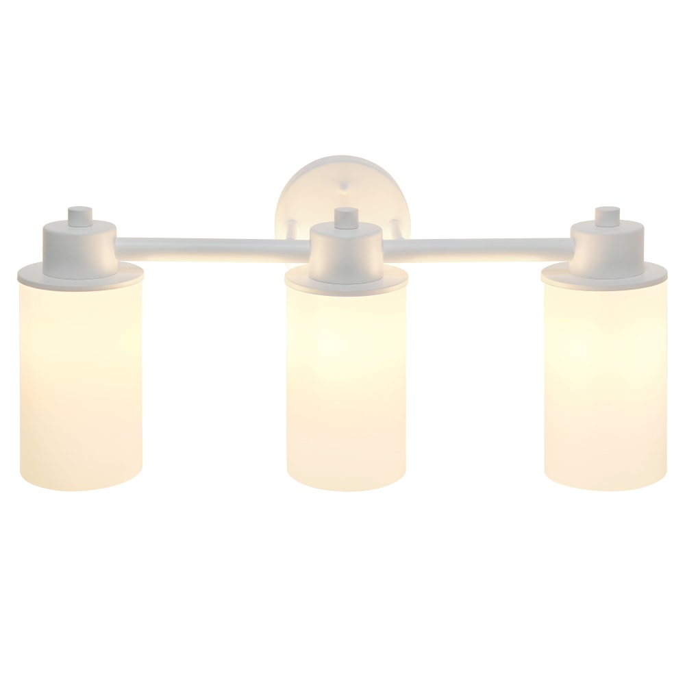 Lalia Home Essentix 3-Light Wall Mounted Vanity Light Fixture, 6-1/2inW, Opaque White/White