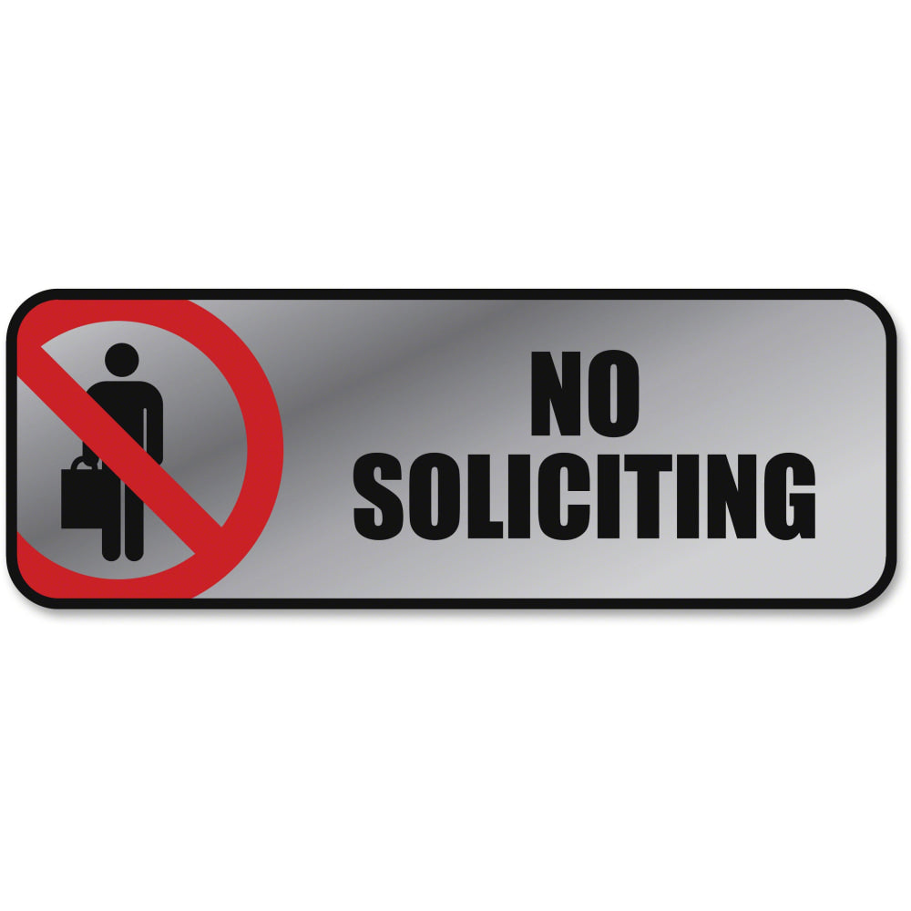 Cosco Brushed Metal "No Soliciting" Sign, 3in x 9in