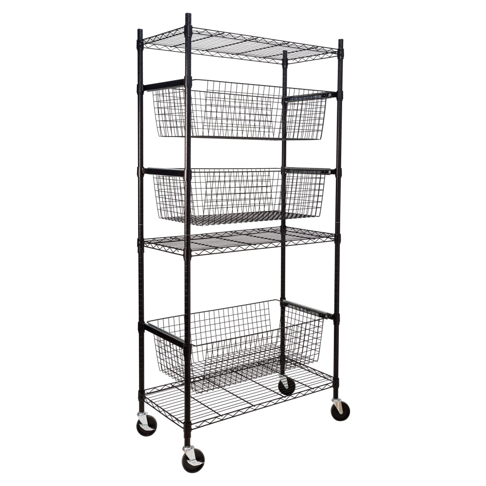 Honey Can Do Sports Equipment Storage Shelving Unit, 6 Tiers, 74-1/2inH x 18inW x 35-3/4inD, Black