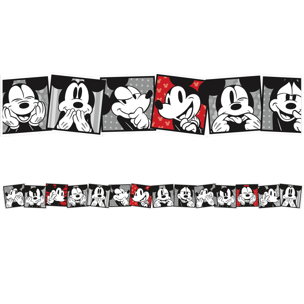 Eureka School Extra-Wide Deco Trim, Mickey Mouse Throwback Mickey Selfies, 37' Per Pack, Set Of 3 Packs