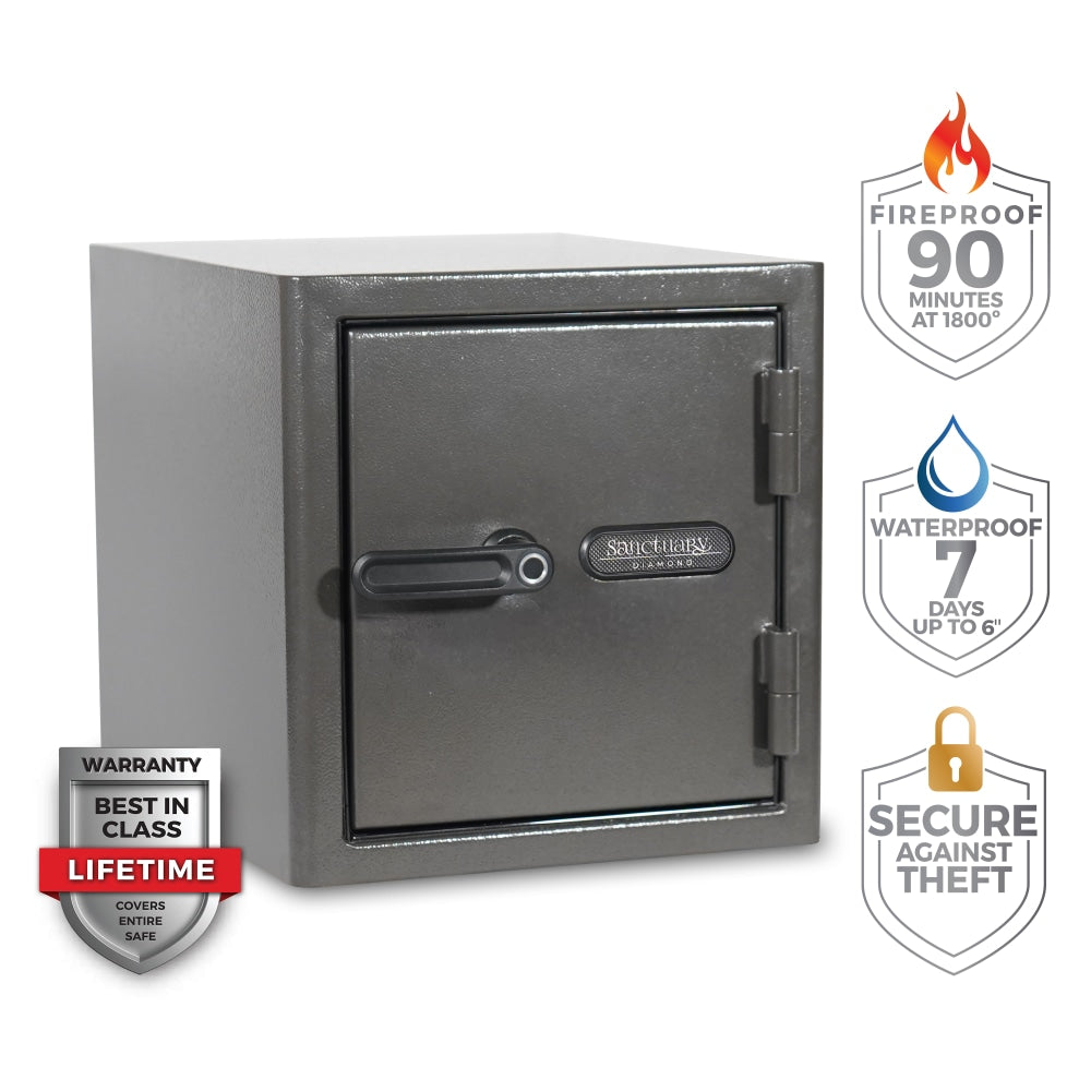 Sanctuary Diamond Biometric Lock Home/Office Safe, 1.32 Cu. Ft., Dark Grey Hammertone