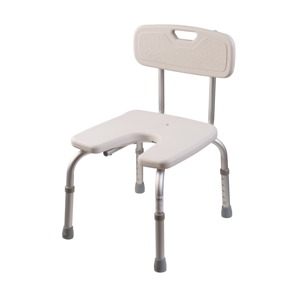 DMI U-Shape Bath And Shower Chair With Removable Backrest, 17inH x 15 3/4inW x 14inD, White