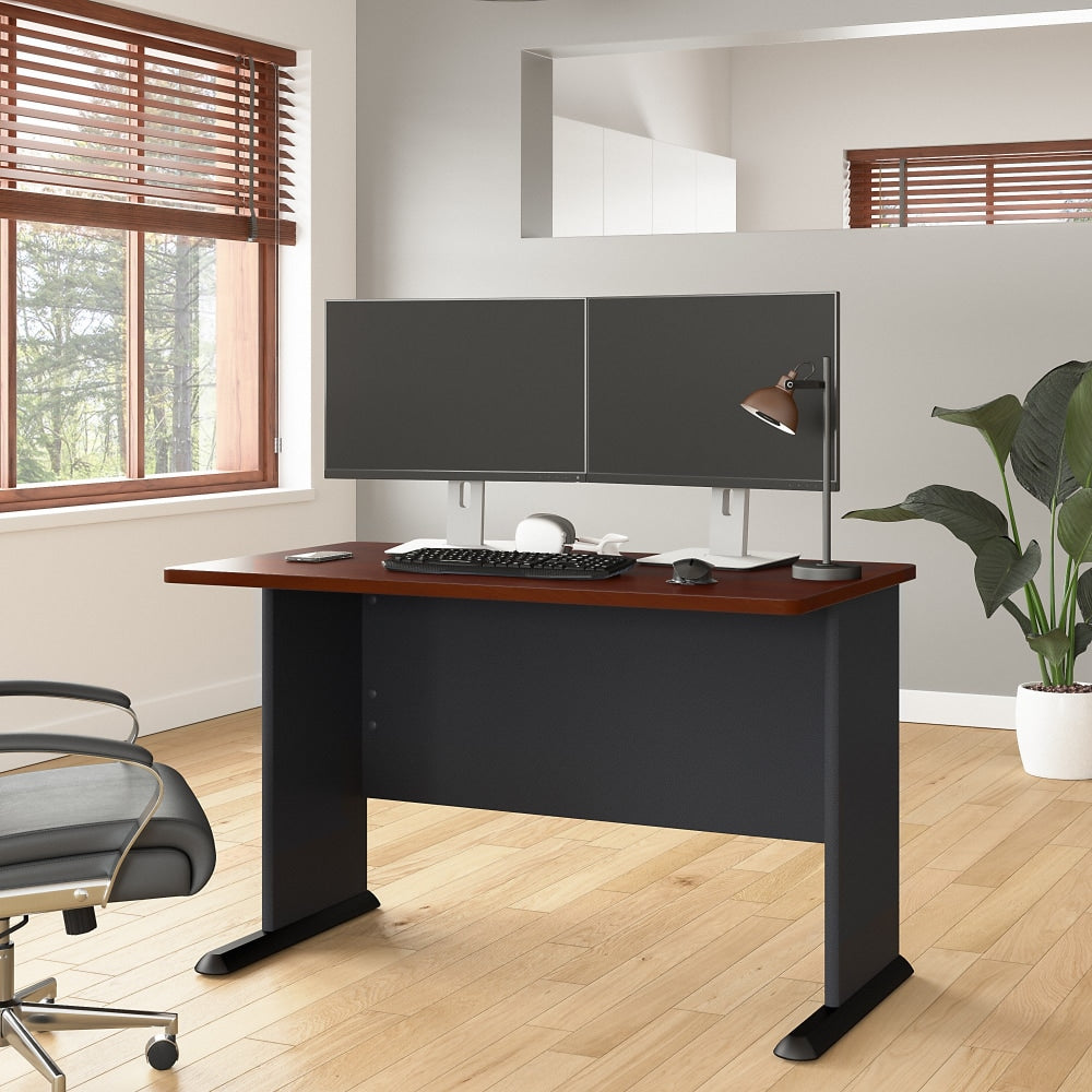 Bush Business Furniture Office Advantage 48inW Computer Desk, Hansen Cherry/Galaxy, Standard Delivery