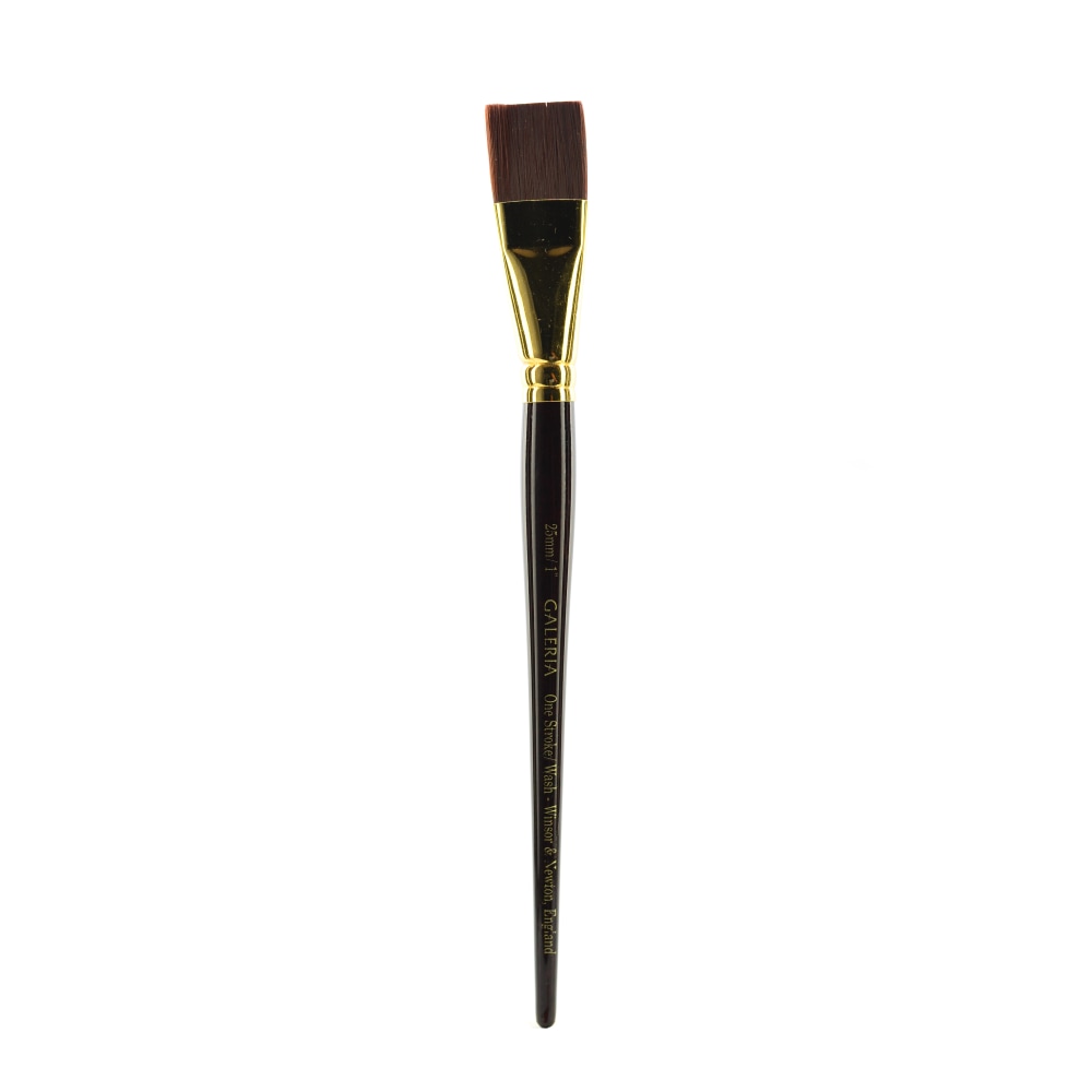 Winsor & Newton Galeria Short-Handle Paint Brush, 1in, One-Stroke Bristle, Polyester, Burgundy