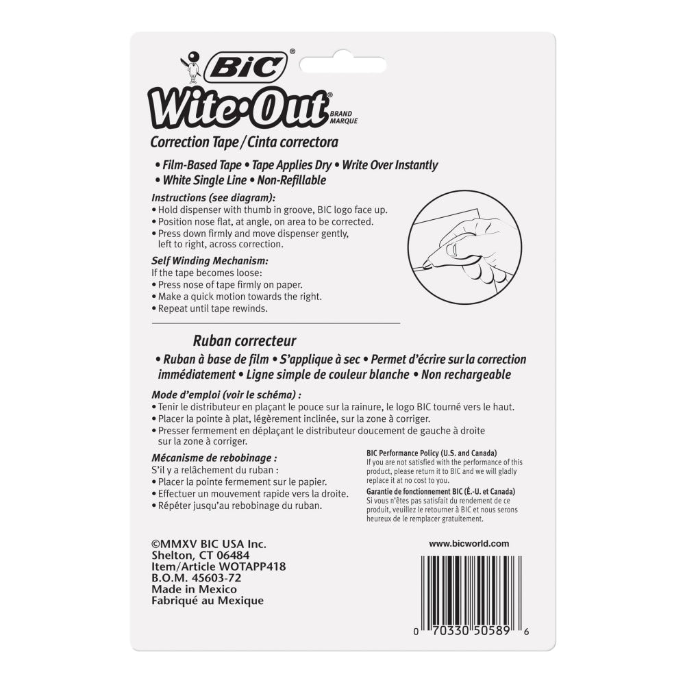 BIC Wite-Out Correction Tape, Pack Of 4 Correction Tape Dispensers