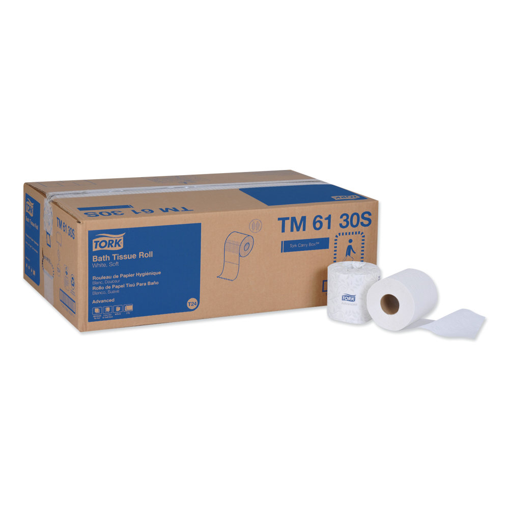 Tork Advanced 2-Ply Septic Safe Bath Tissue, White, 500 Sheets per Roll, Case of 48 Rolls