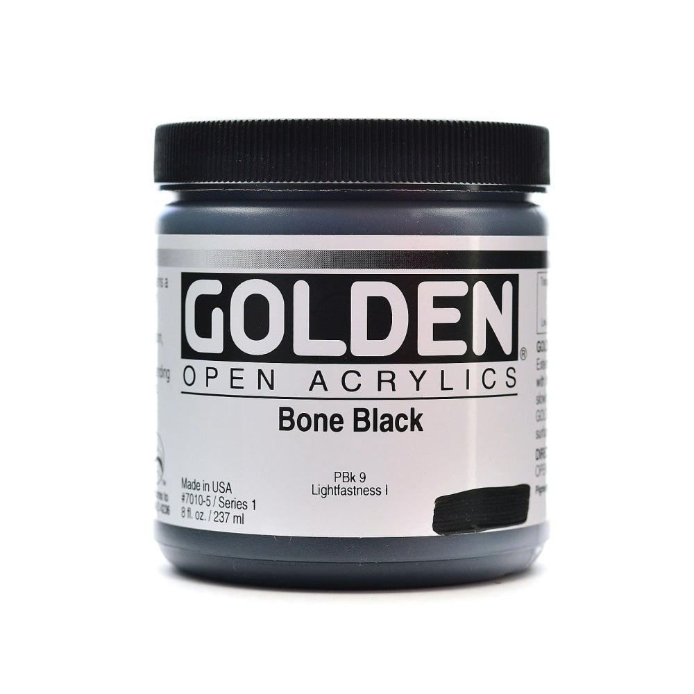 Golden OPEN Acrylic Paint, 8 Oz Jar, Bone Black