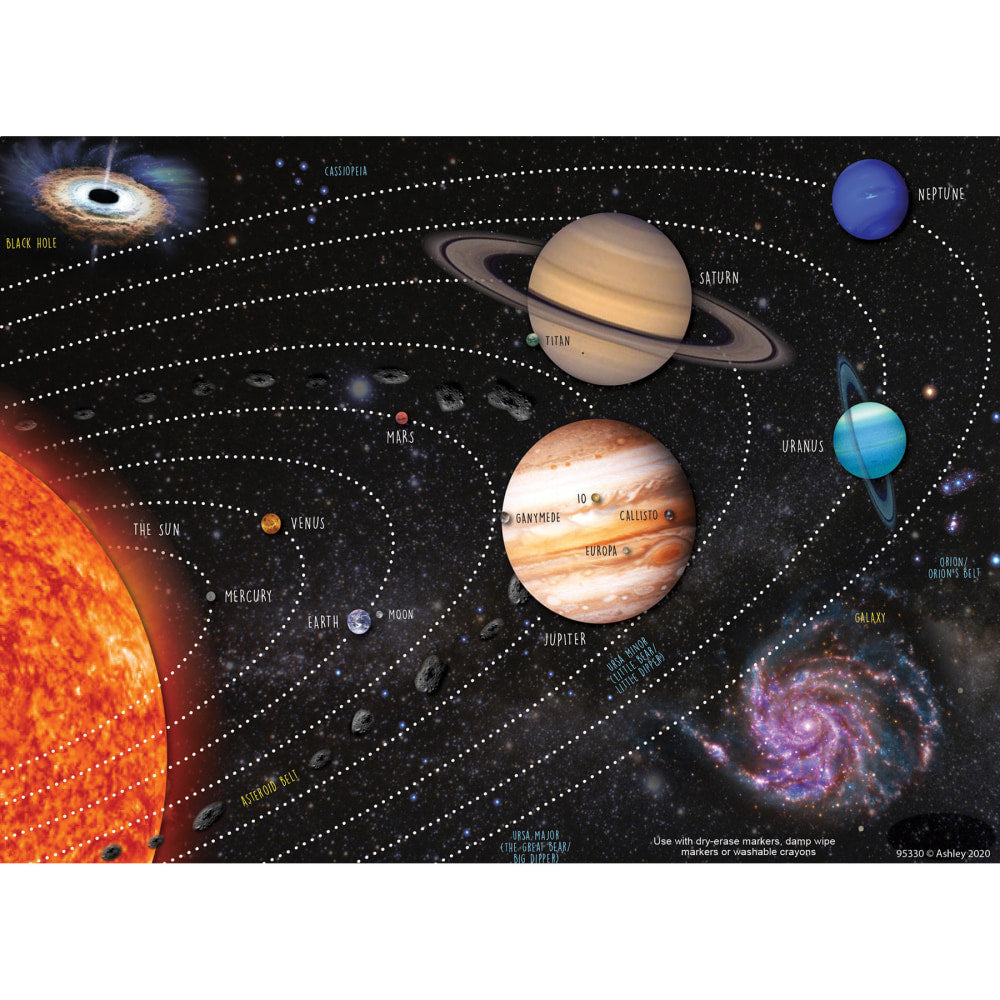 Ashley Productions Smart Poly PosterMat Pals Space Savers, 13in x 9-1/2in, Solar System, Pack Of 10 Pieces