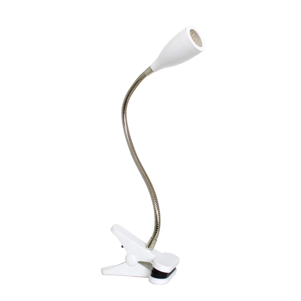 Simple Designs Flexible Gooseneck LED Clip Desk Lamp, Adjustable, White