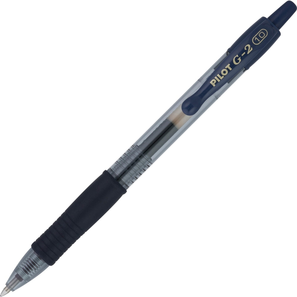 G2 Retractable Gel Pens, Pack Of 12, Fine Point, 1.0 mm, Clear Barrel, Blue Ink