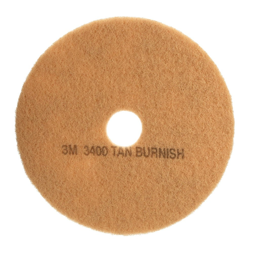 3M 3400 Burnish Floor Pad, 20in, Tan, Pack Of 5