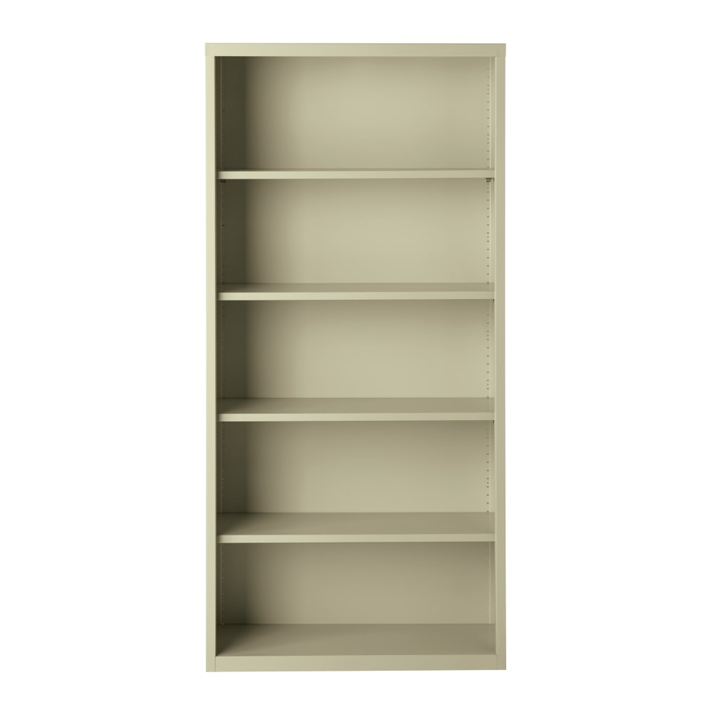 Hirsh 72inH 5-Shelf Metal Bookcase, Putty