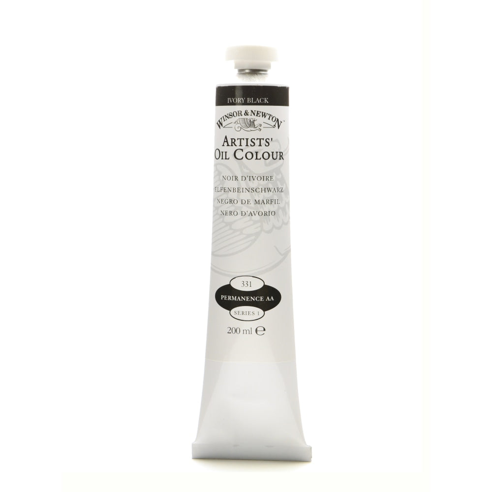 Winsor & Newton Artists Oil Colors, 200 mL, Ivory Black, 331