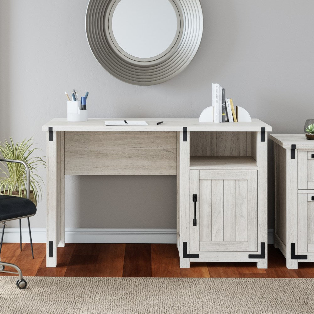 Whalen Huntingdon 48inW Pedestal Computer Desk, Antiqued White Walnut