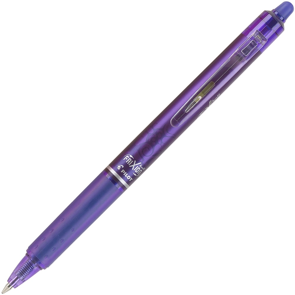 Pilot FriXion Clicker Erasable Gel Pens, Pack Of 12, Fine Point, 0.7 mm, Purple Barrel, Purple Ink