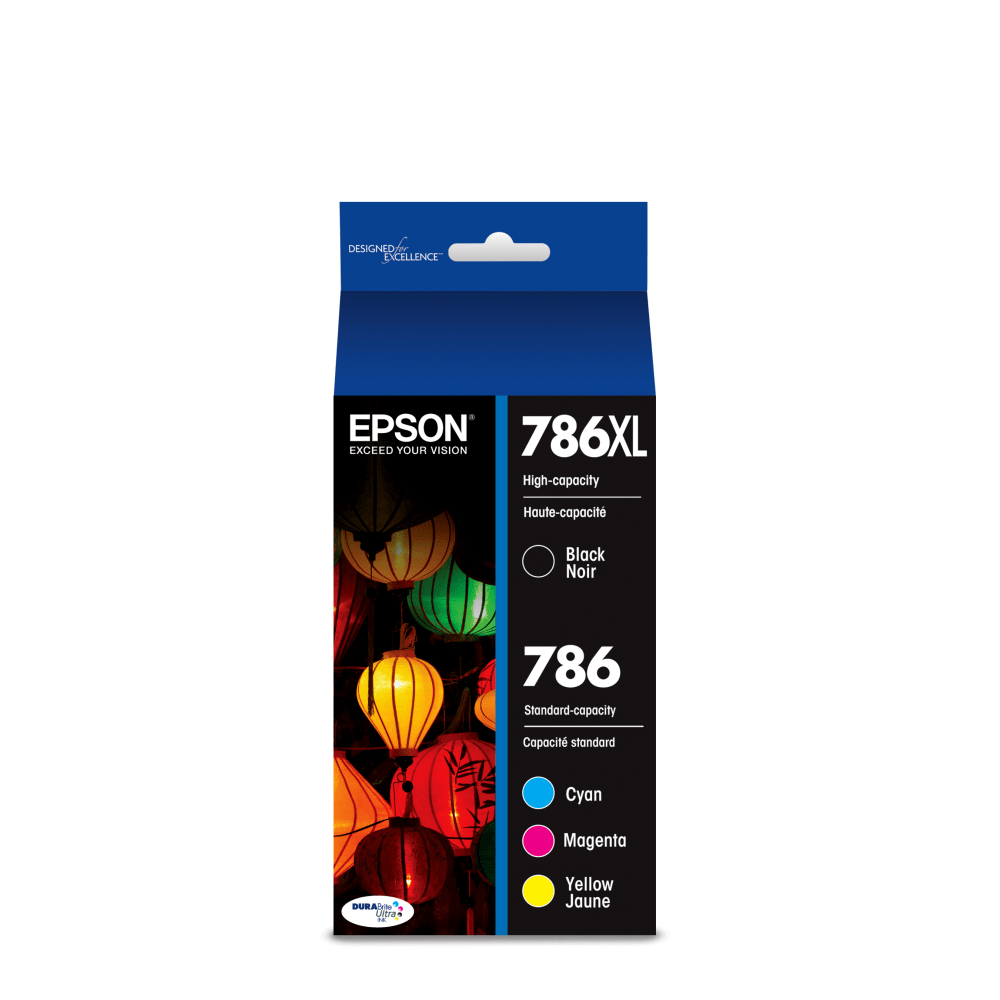 Epson 786XL Black/786 DuraBrite Cyan; Magenta; Yellow High-Yield Ink Cartridges, Pack Of 4, T786XL-BCS