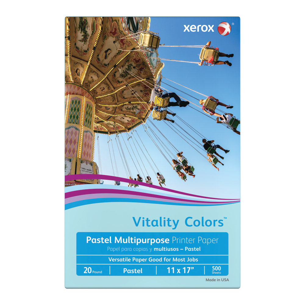 Xerox Vitality Colors Color Multi-Use Printer & Copy Paper, Blue, Ledger (11in x 17in), 500 Sheets Per Ream, 20 Lb, 30% Recycled