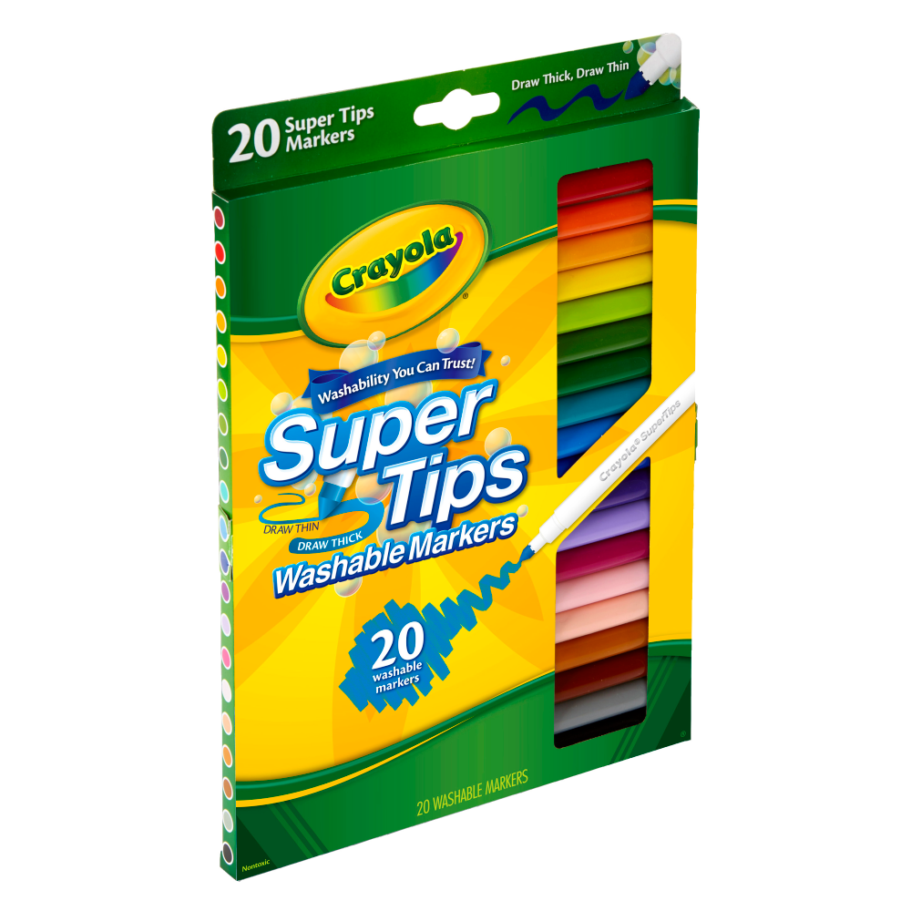 Crayola Washable Markers, Super Tip, Assorted Colors, Box Of 20