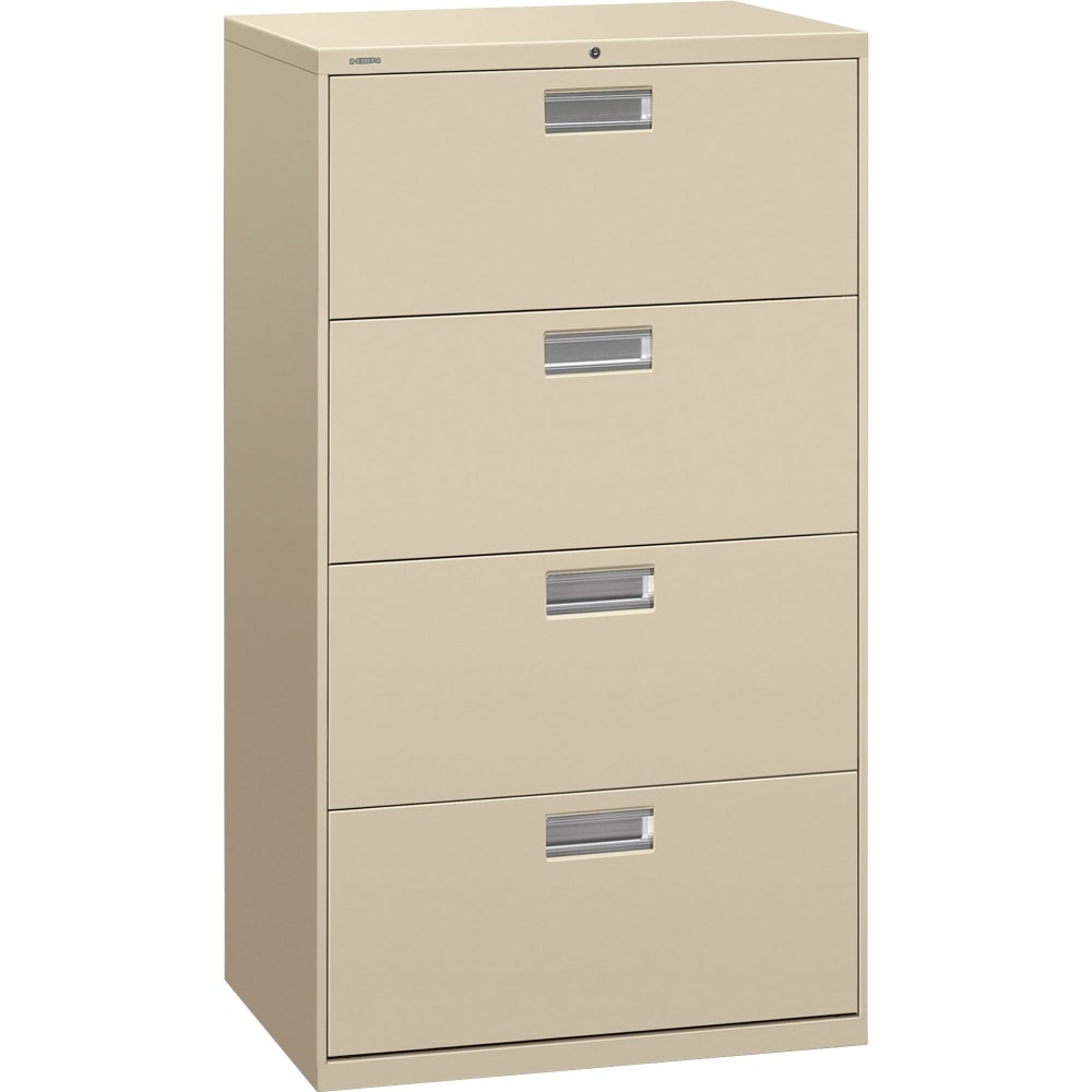 HON 600 30inW x 19-1/4inD Lateral 4-Drawer File Cabinet With Lock, Putty