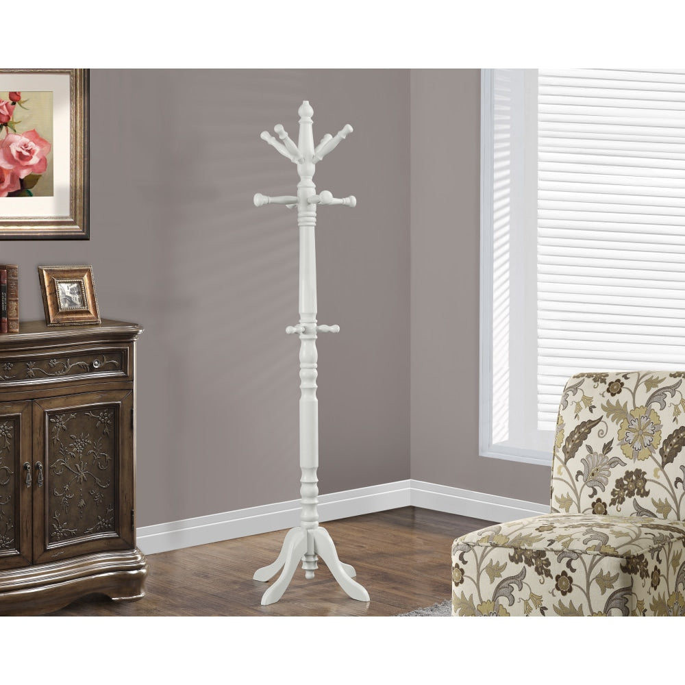 Monarch Specialties 11-Hook Wood Coat Rack, Antique White